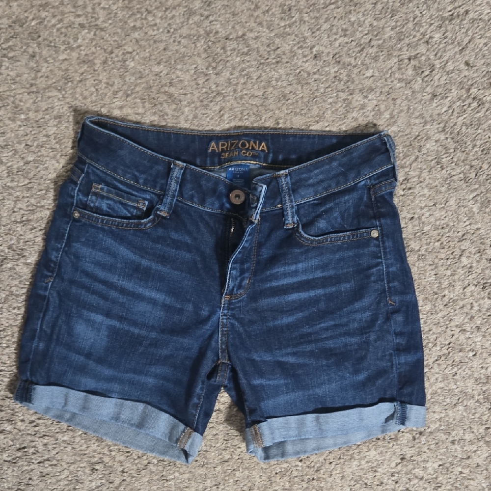 Arizona Jean Company Dark Blue Cuffed Denim Shorts